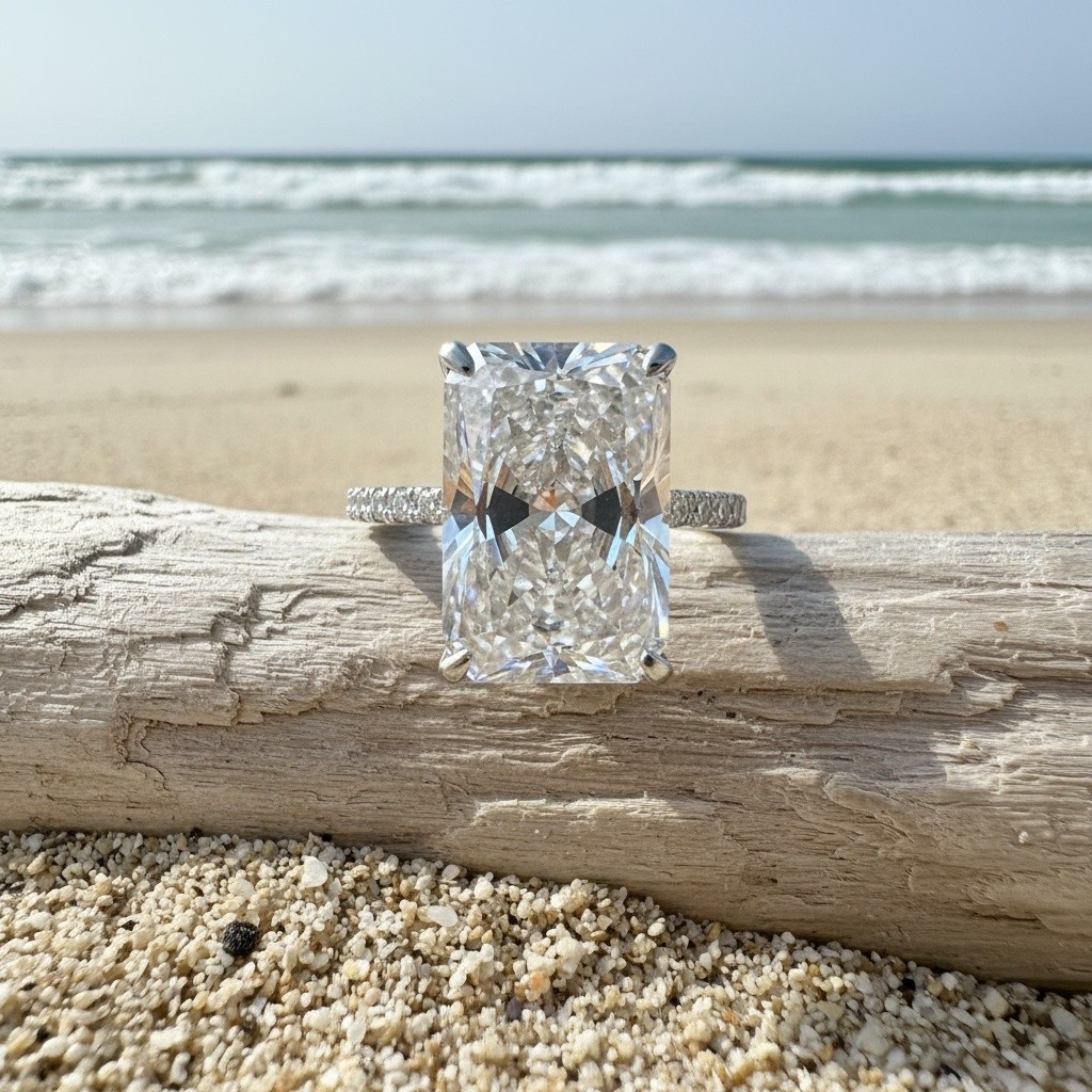 4 Carat Moissanite Ring In Sterling Silver Size 5 6 7 9 For Women