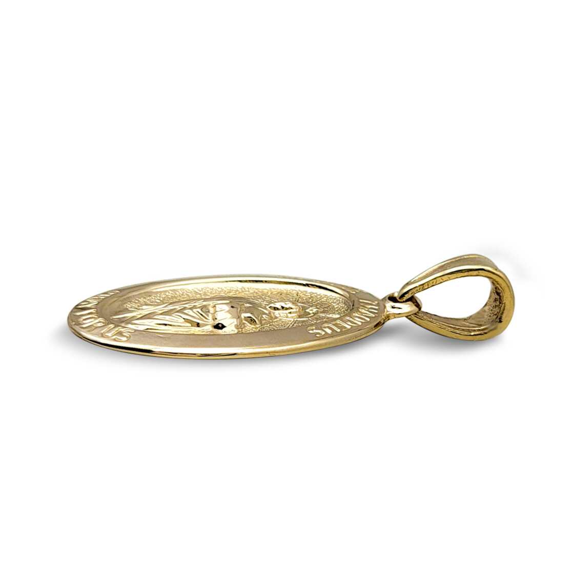 18K Yellow Gold St. Jude Thaddeus Pendant, 3/4″ or 7/8″, Oval Patron Saint Medal