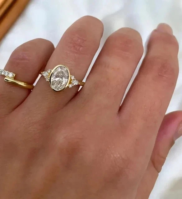 2 Ct Oval Cut Lab-Created Diamond Wedding Ring 14K Yellow Gold Finish
