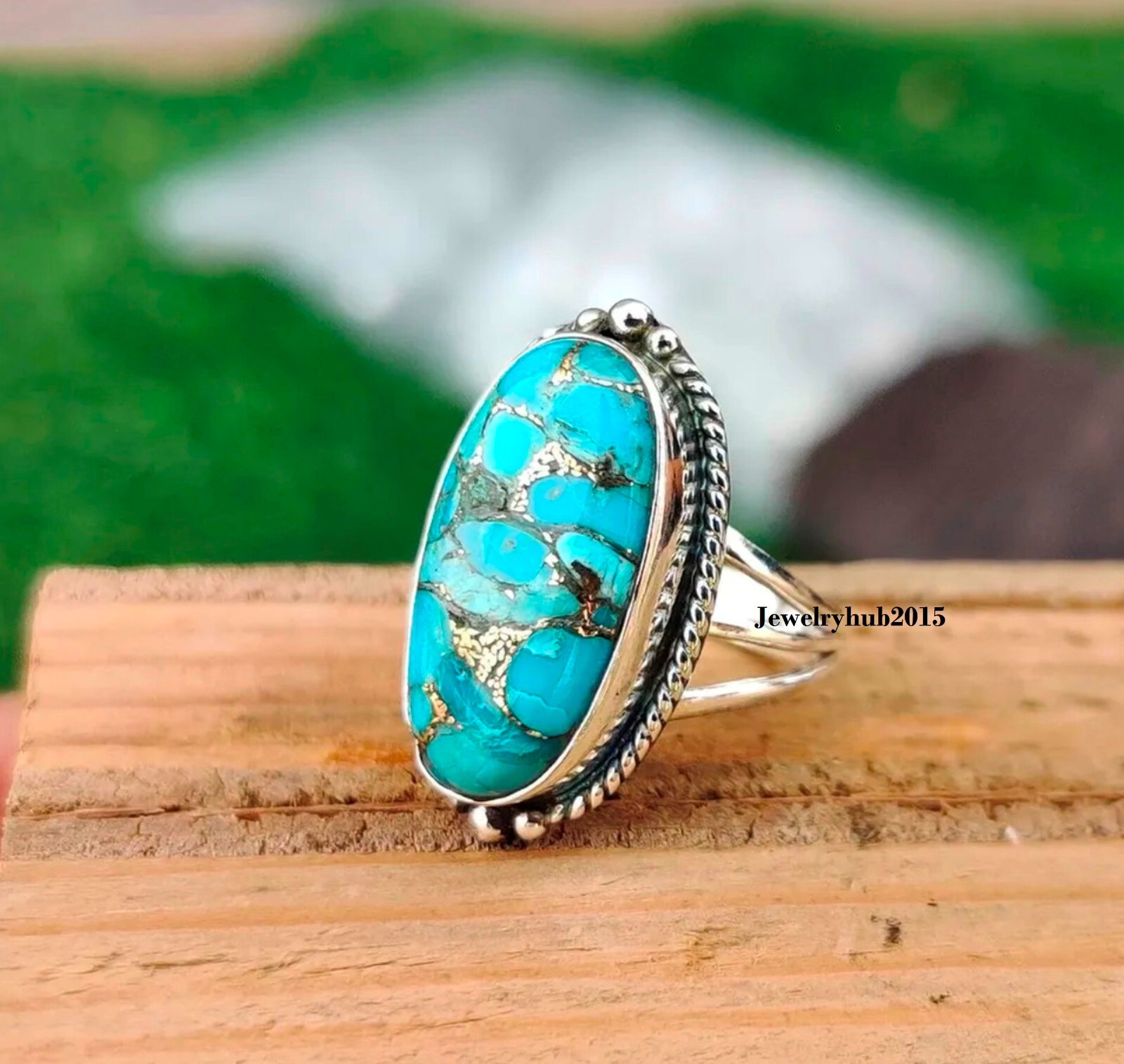 Blue Copper Turquoise Gemstone 925 Sterling Silver Stylish Jewelry All Size MO**