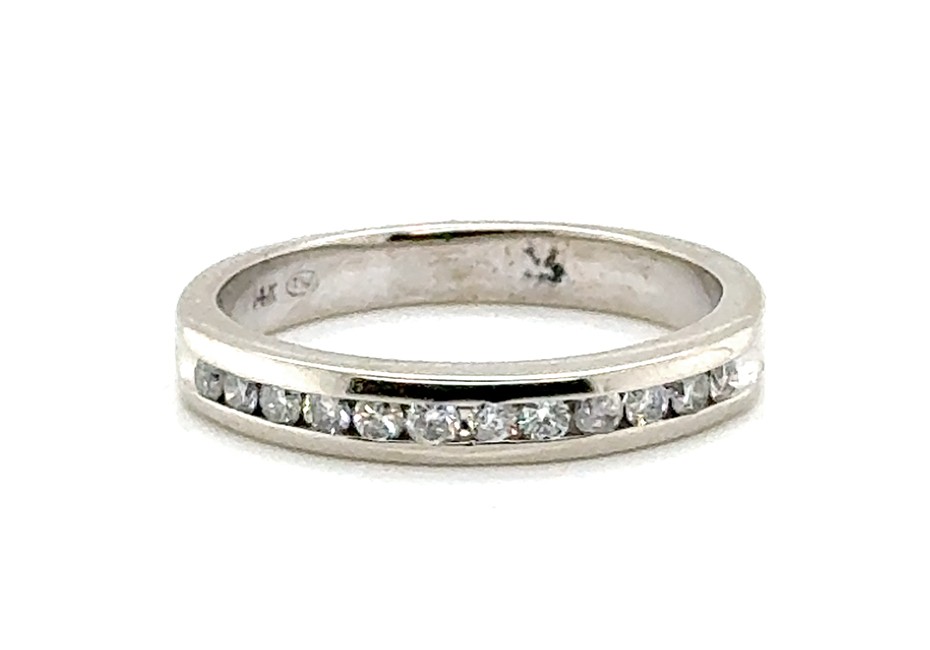 Channel Set Diamond Wedding Band .25ct Mined 14K Anniversary Ring Die Struck 3mm