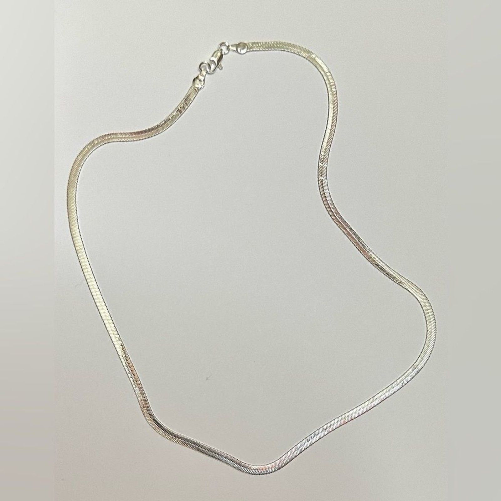 925 Sterling Silver Flat Herringbone Necklace 4MM