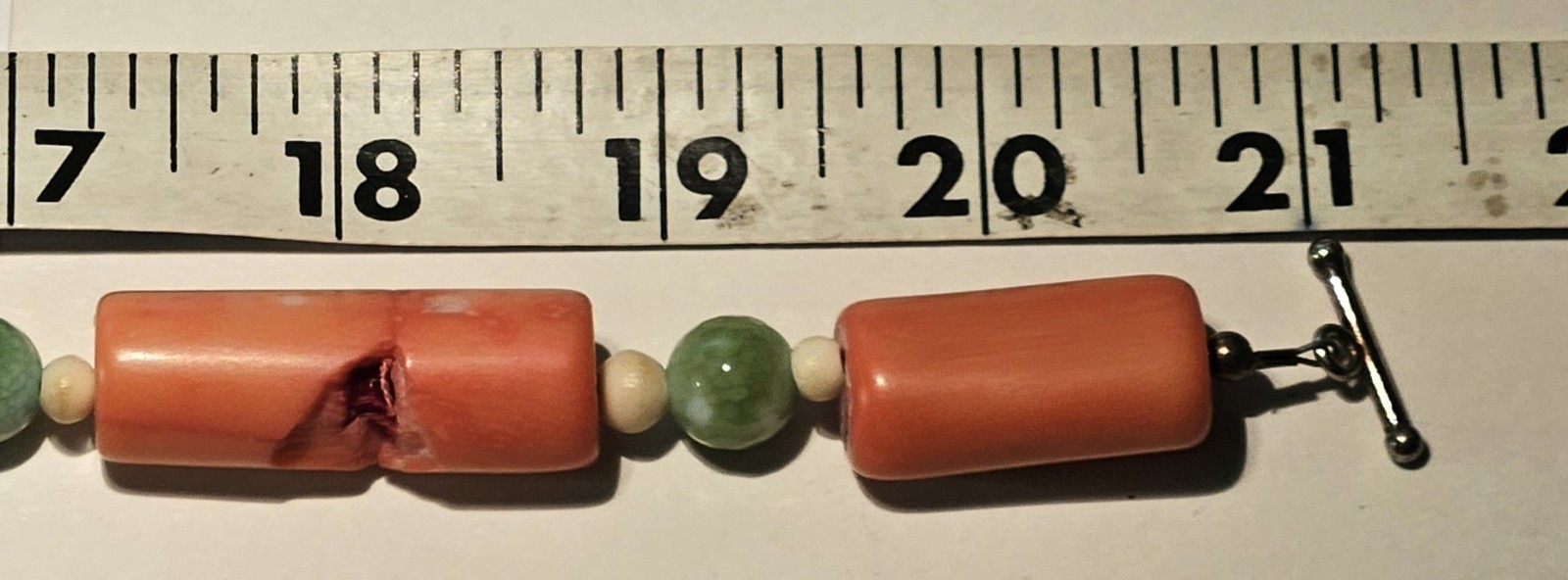 LARGE BAMBOO SHAPED SALMON CORAL NECKLACE