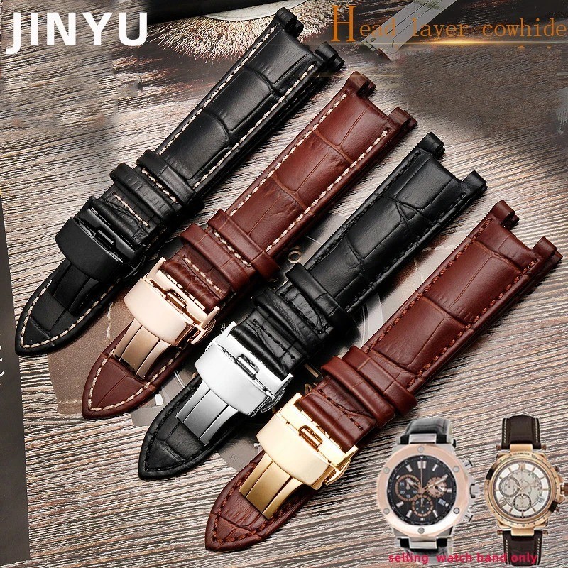 Genuine Leather Watch Strap Fit for Gc 22x13mm 20x11mm Notched Wristwatches Band