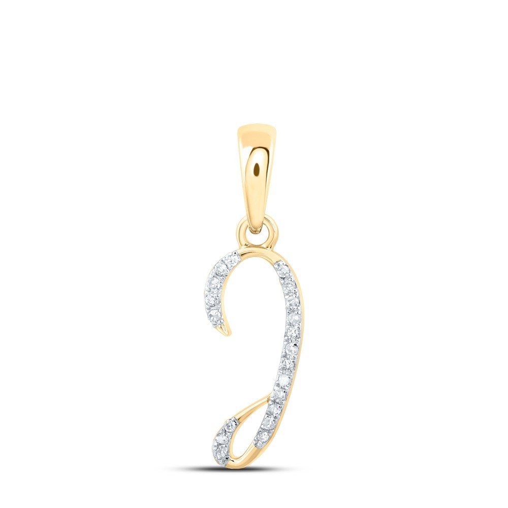 10k Yellow Gold 0.06 CTW Natural Diamond Initial “I” Letter Charm 0.55g Pendant