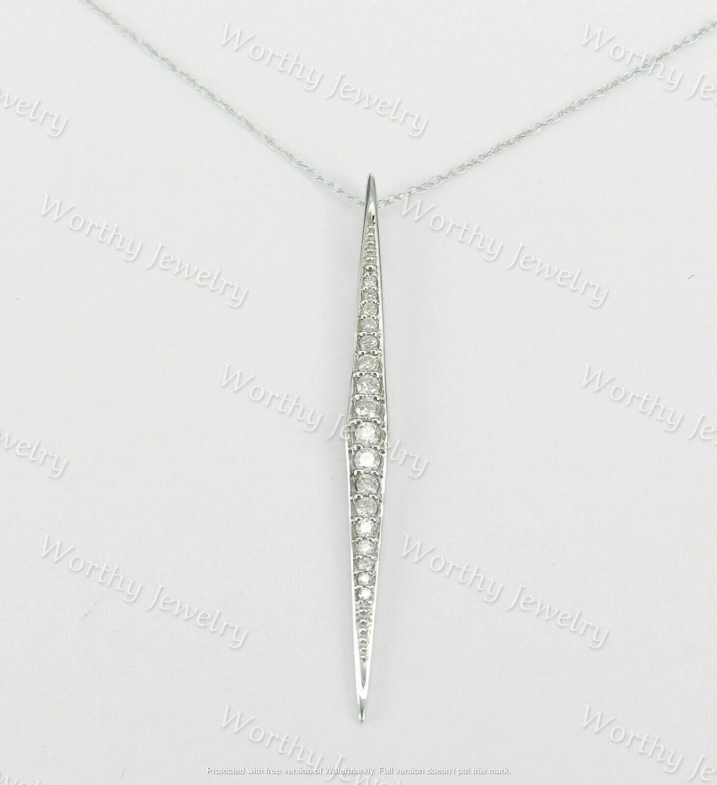 0.60Ct Round Cut VVS1/D Diamond Bar Pendant 14K White Gold Finish 18″ Free Chain