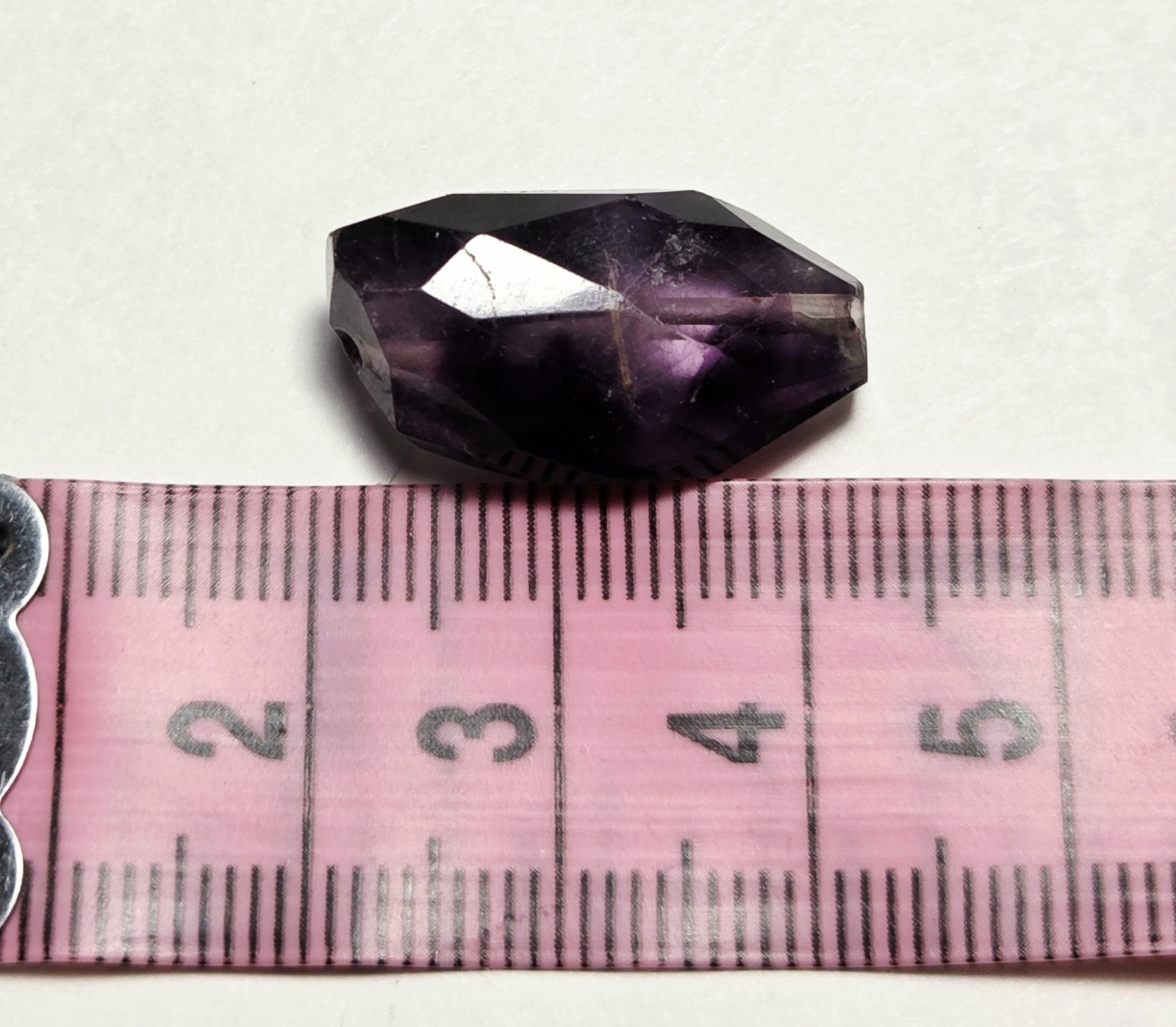 Genuine Amethyst Large Faceted Nugget Bead For Pendant 25x12mm