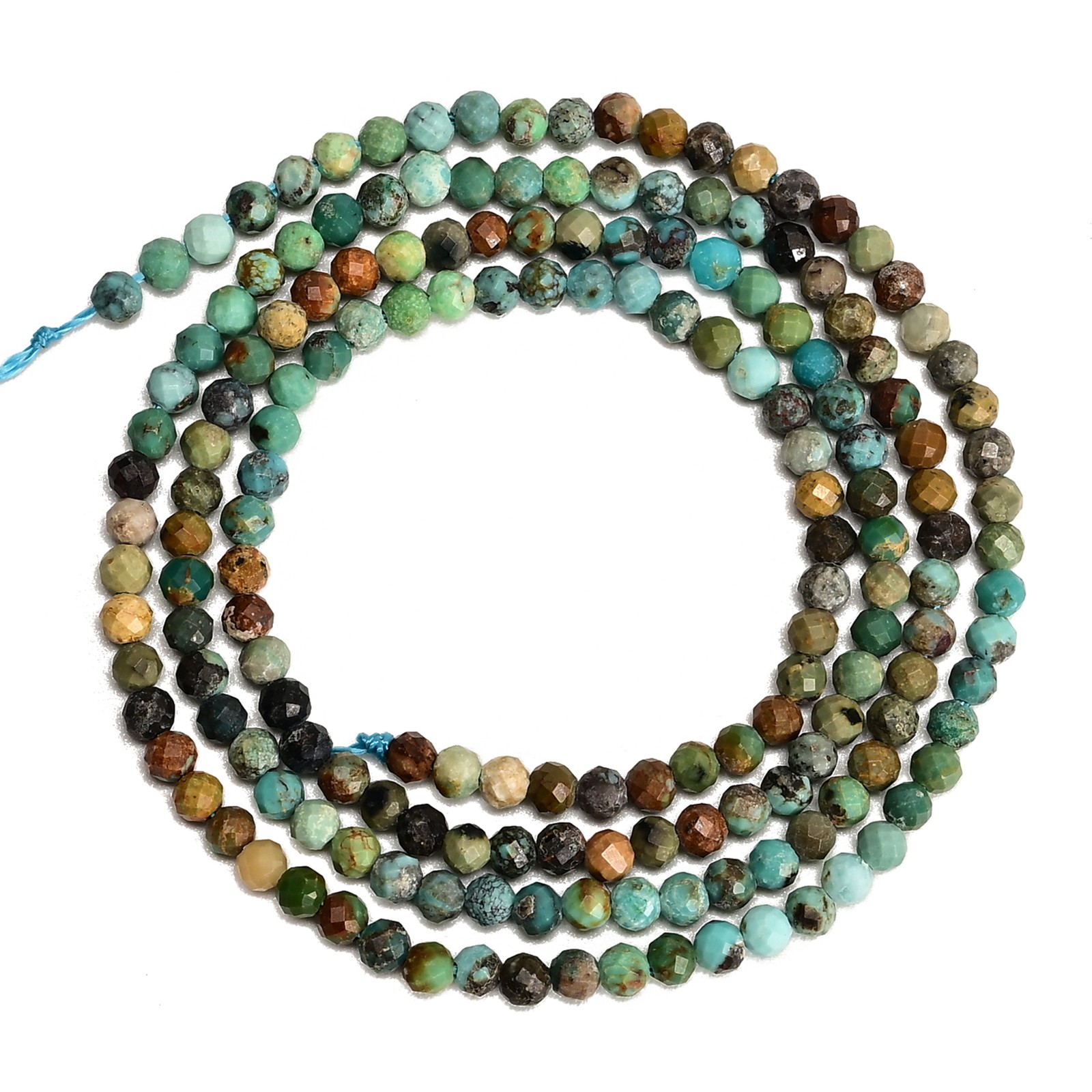Natural Gradient Turquoise Faceted Round Beads Size 2mm 15.5” Strand