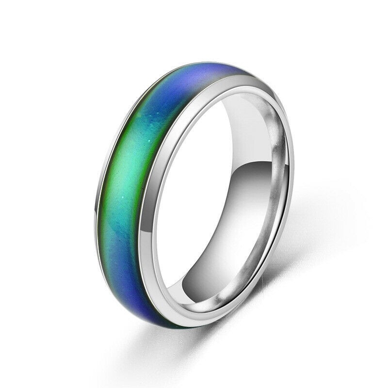 Temperature Changing Mood Ring for Men and Women, Stainless Steel Durable Couple