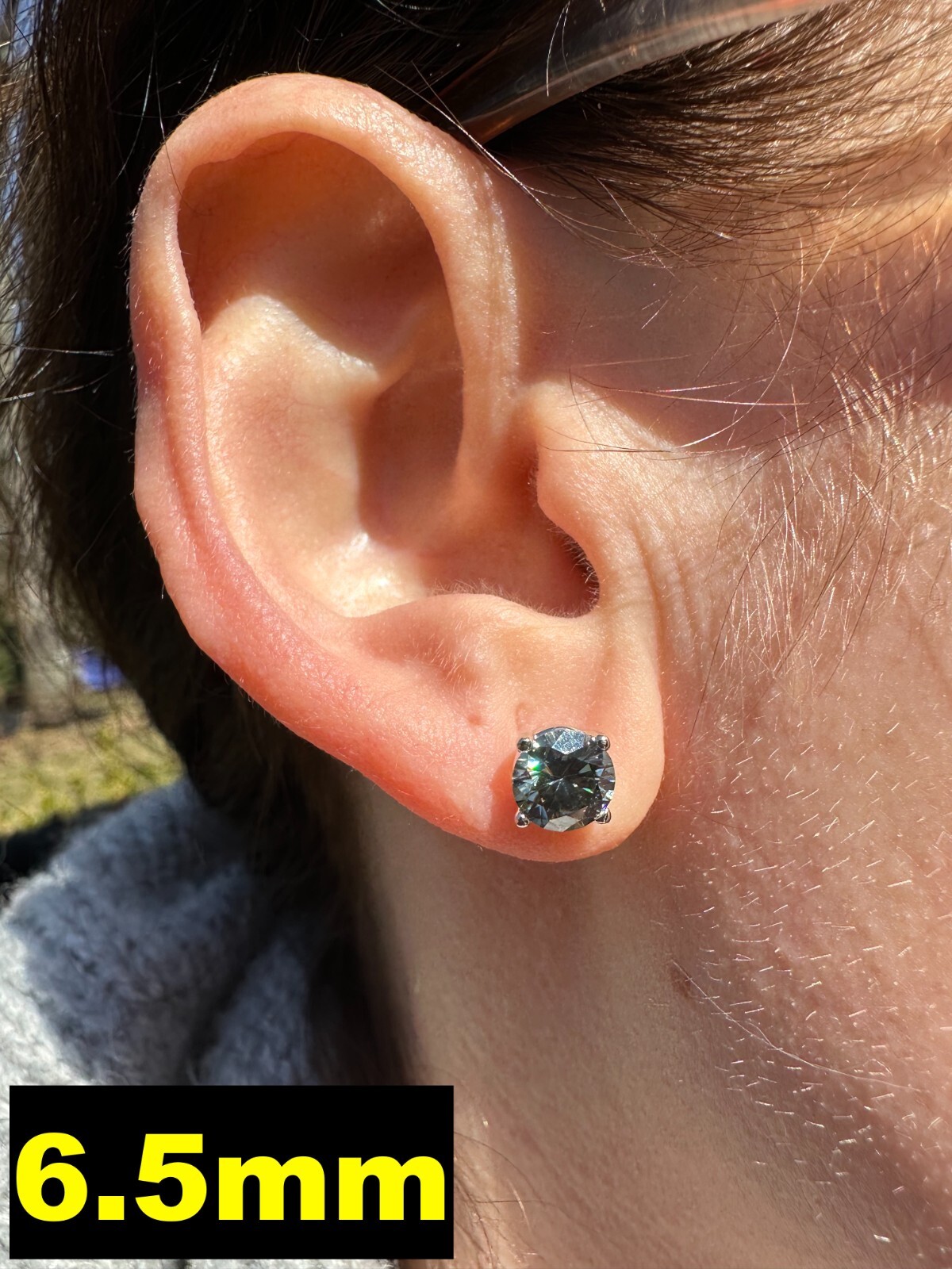 Real Blue Gray Moissanite Screwback Stud Earrings 925 Silver 3-8mm Iced Tester ✅