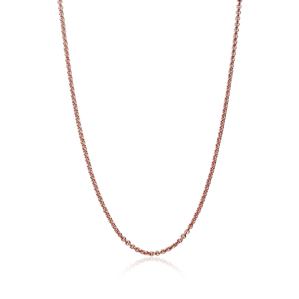 18 Inch Thin 0.7mm Cable Chain Necklace in Rose Gold Plated Sterling Silver