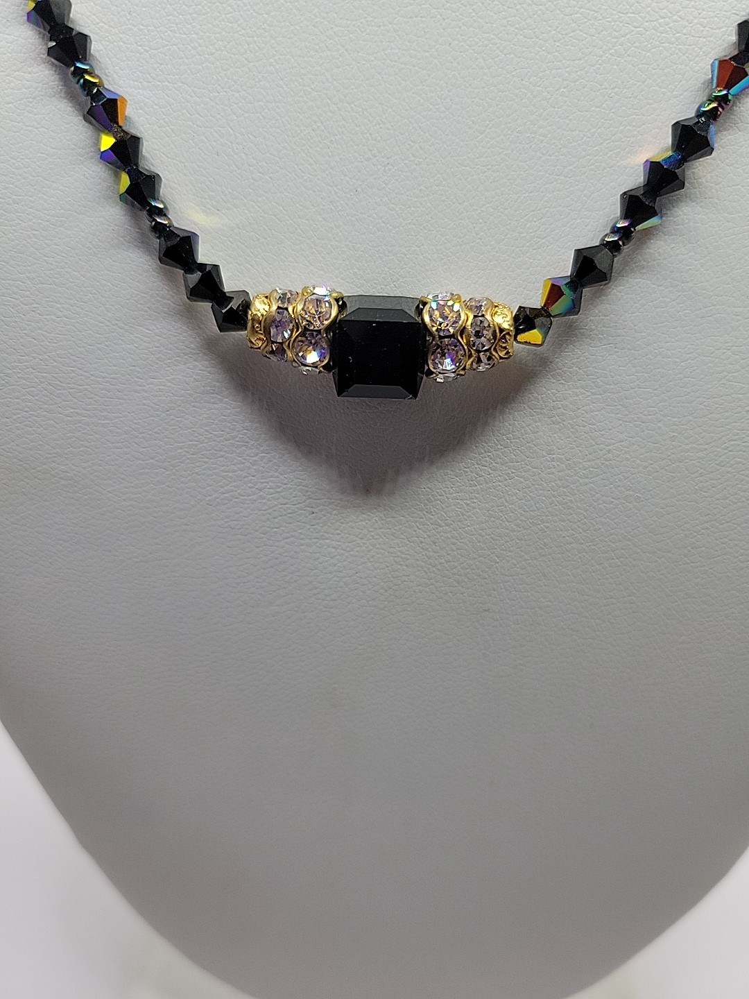 Nwt Vintage Giavan jet Black And Clear Swarovski Crystals Abs Choker.
