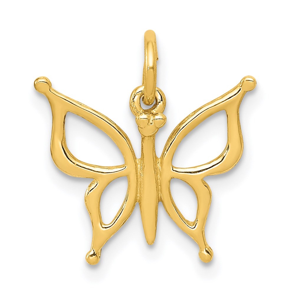 Real 14K Yellow Gold Butterfly Charm; Length 17 mm; Wt. 0.65 g