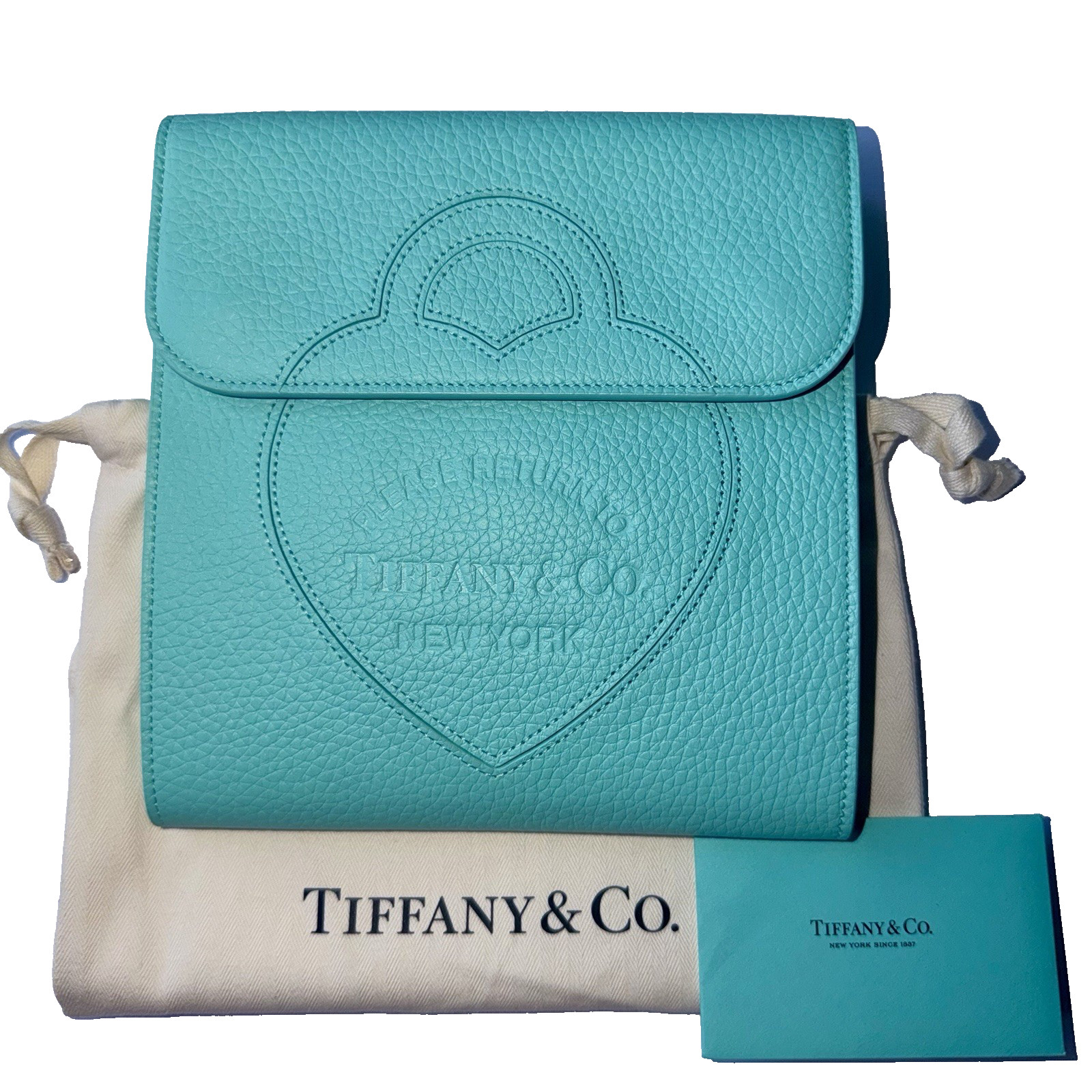 Tiffany & Co. Tiffany Blue Grain Leather Fold-Out Jewelry Case Travel Organizer
