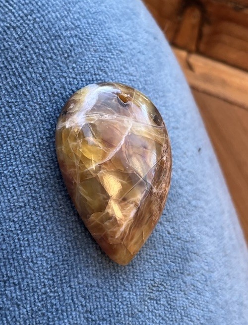 Natural Chrysoberyl Chatoyant Variation Crystal Pendant Tan Teardrop Shape