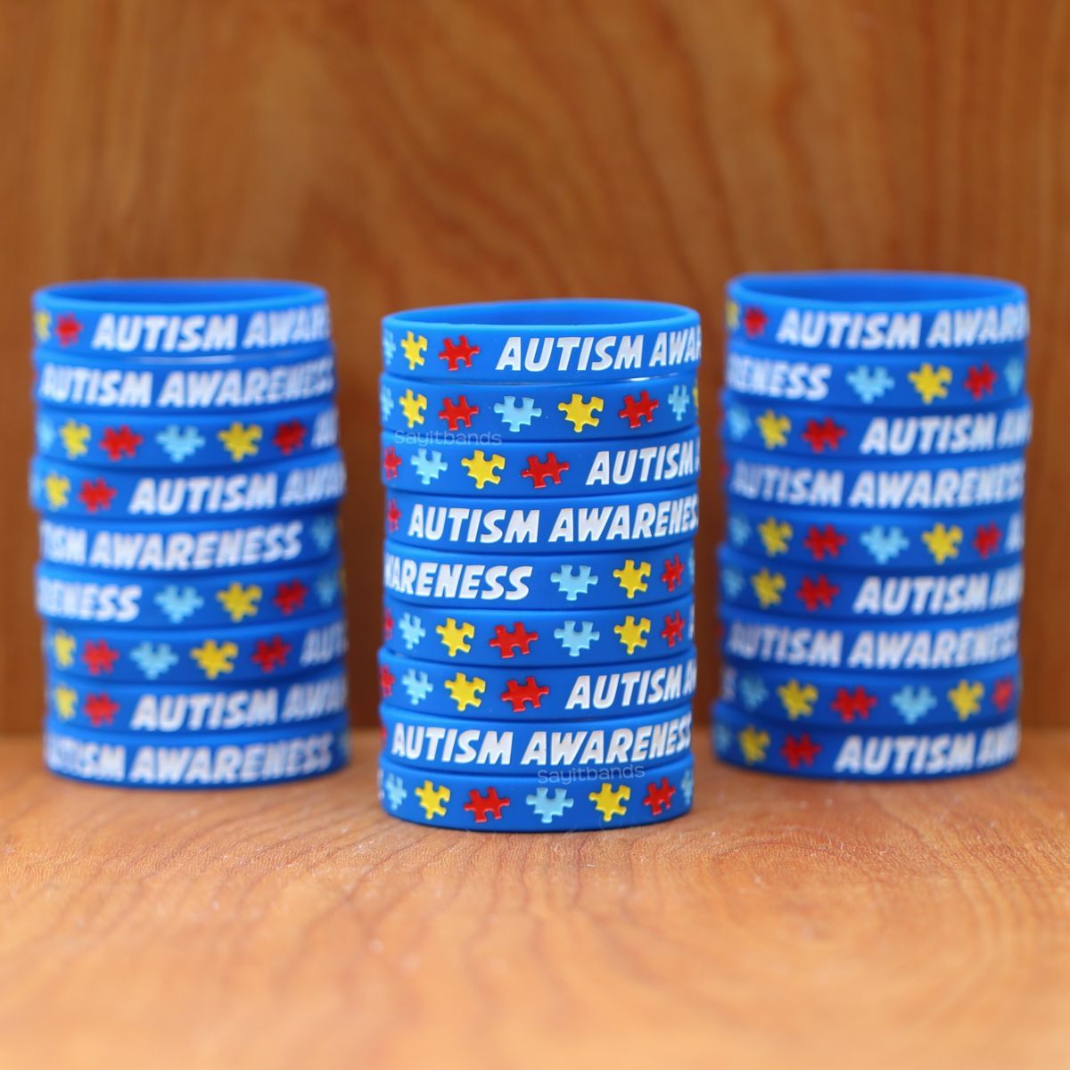 100 Autism Awareness and Support Wristbands – Puzzle Piece Awareness Bracelets