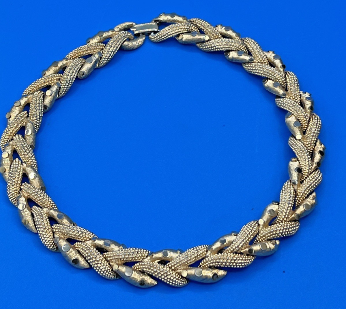 Signed Boucher Gold-Tone Woven Link Necklace Vintage Elegant Jewelry