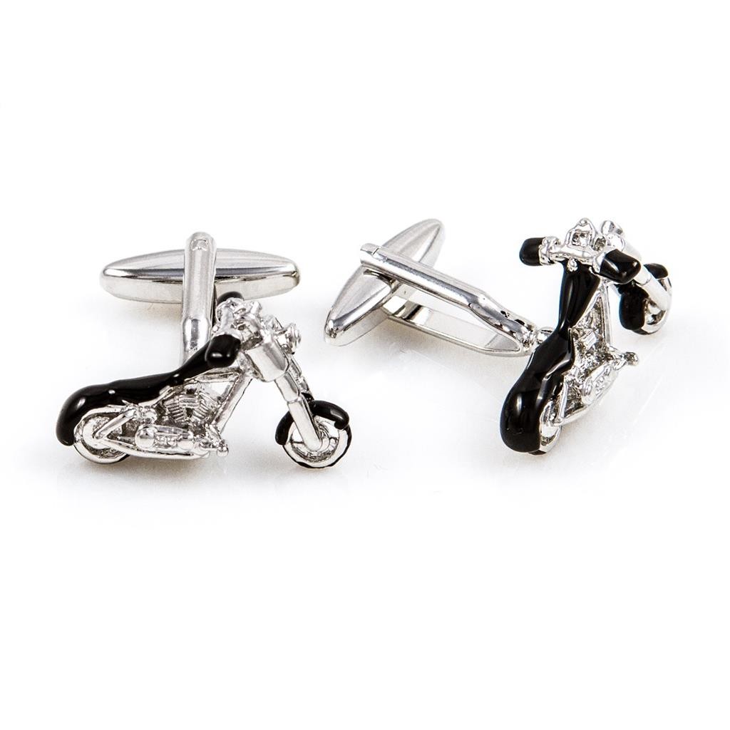 Motorcycle Chopper Pair Cufflinks Wedding Dad Fancy Gift Box & Polishing Cloth