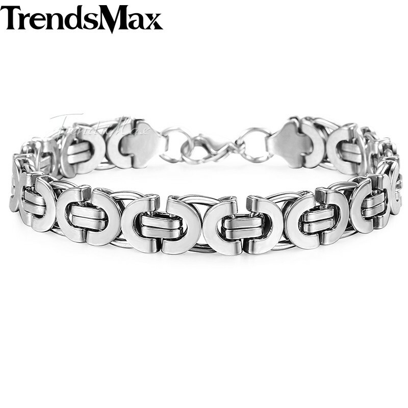 11mm Men’s Silver Flat Byzantine Chain Necklace Bracelet Set Stainless Steel