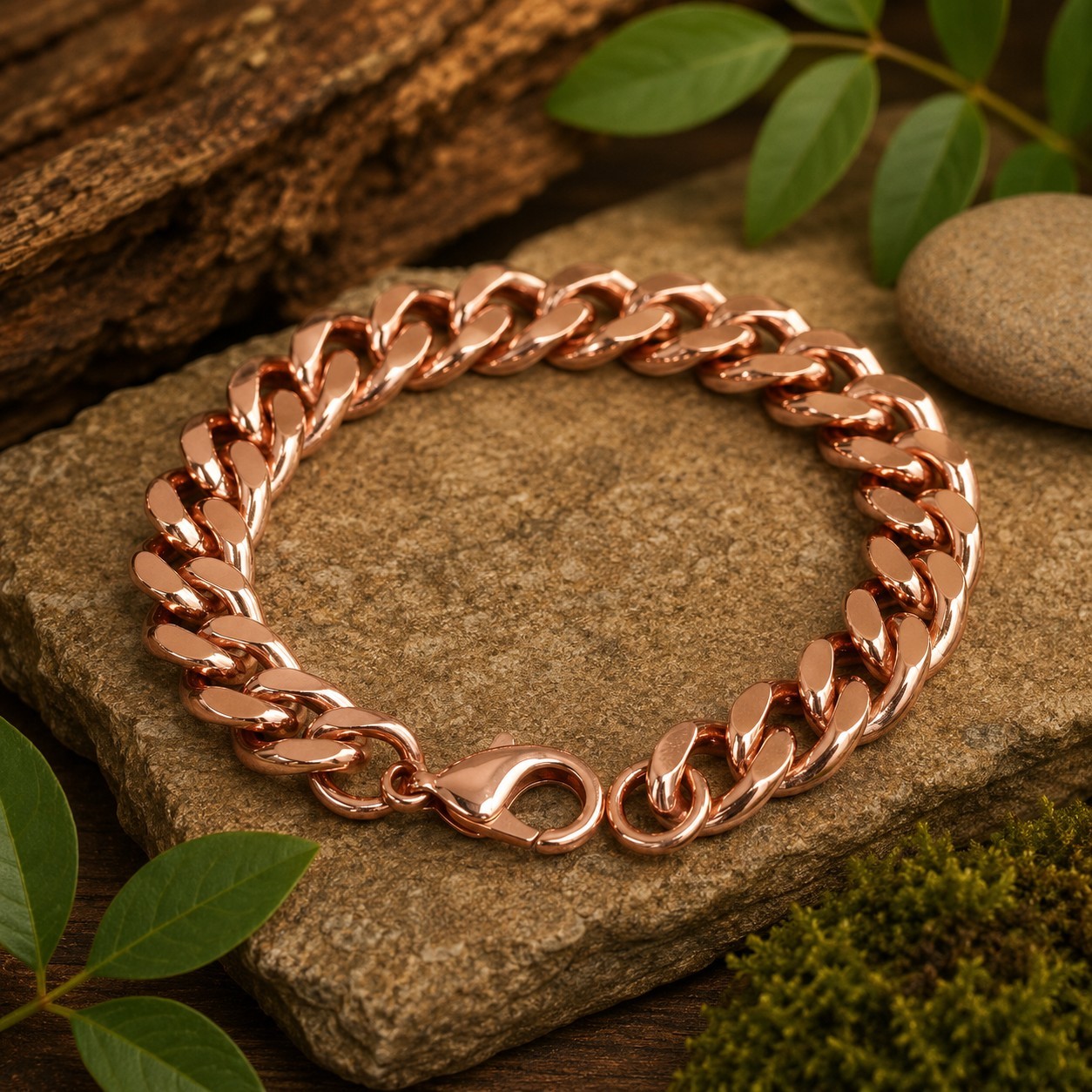 Pure Copper Cuban Link Bracelet, 12mm Copper Bracelet, Solid Copper Chain Bracel