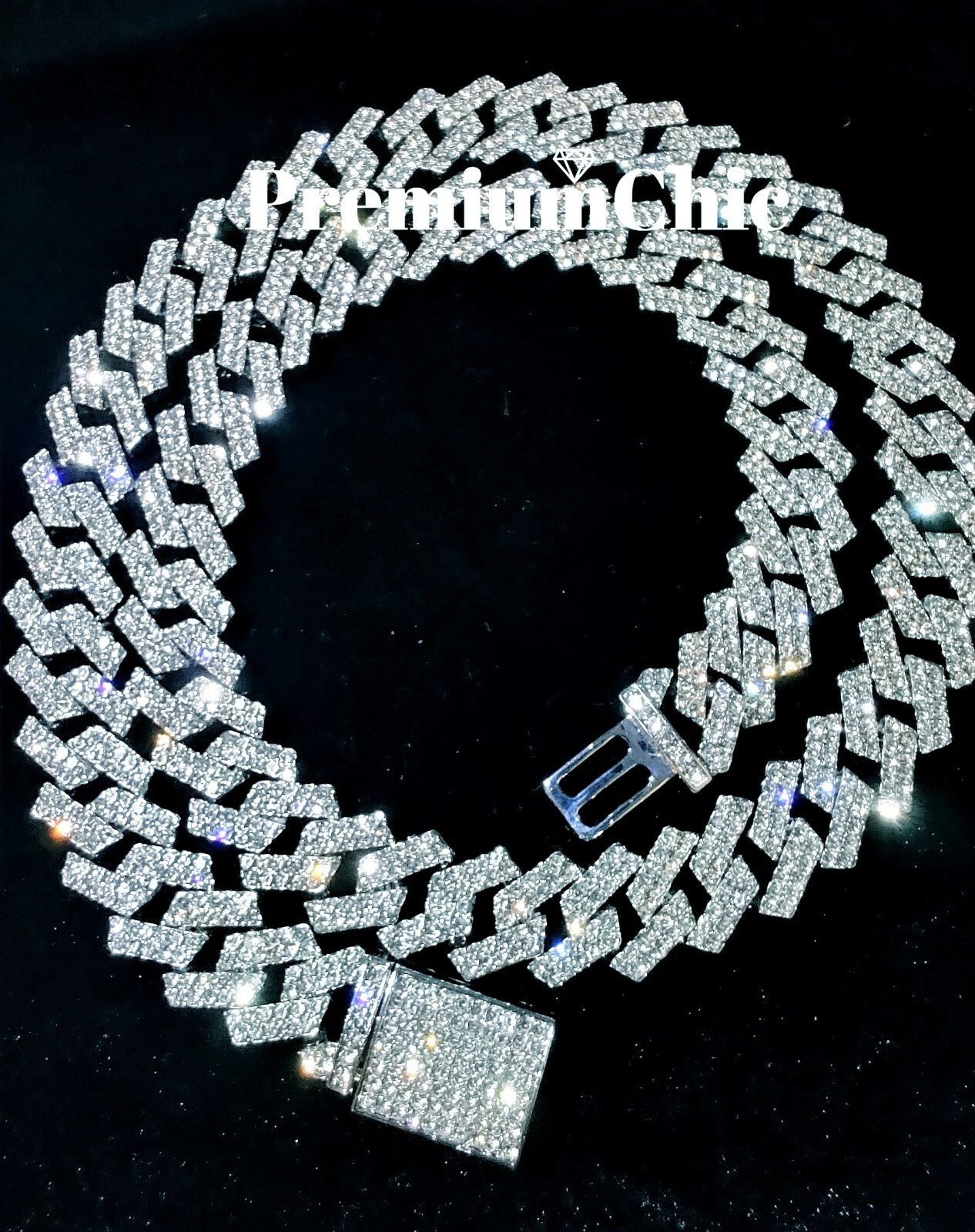 Miami Cuban Prong Designer Link Chain Necklace & Bracelet Plated CZ Jewelry SET