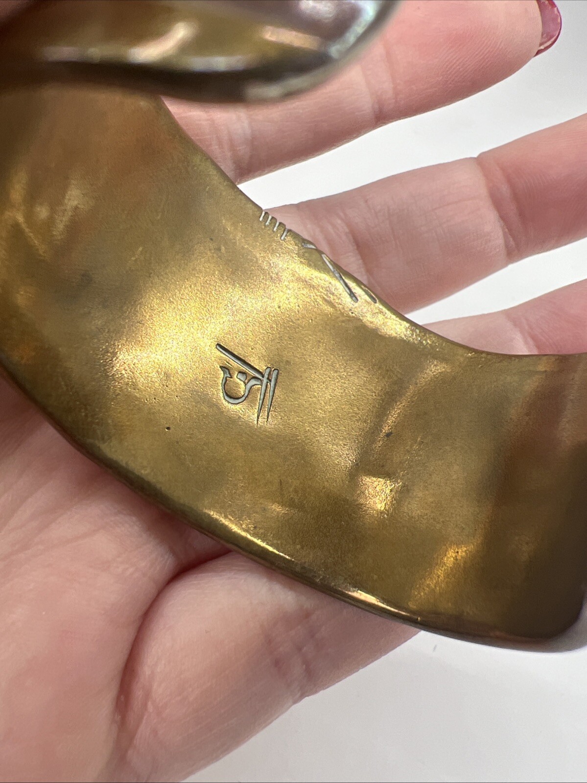 Copper, Brass, Sterling Artisan Earrings And Matching Cuff With Unknown Maker