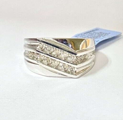 NEW 10k White Gold Men’s Ring with 0.50ctw Diamonds (Size 10.25) 5.3 gram