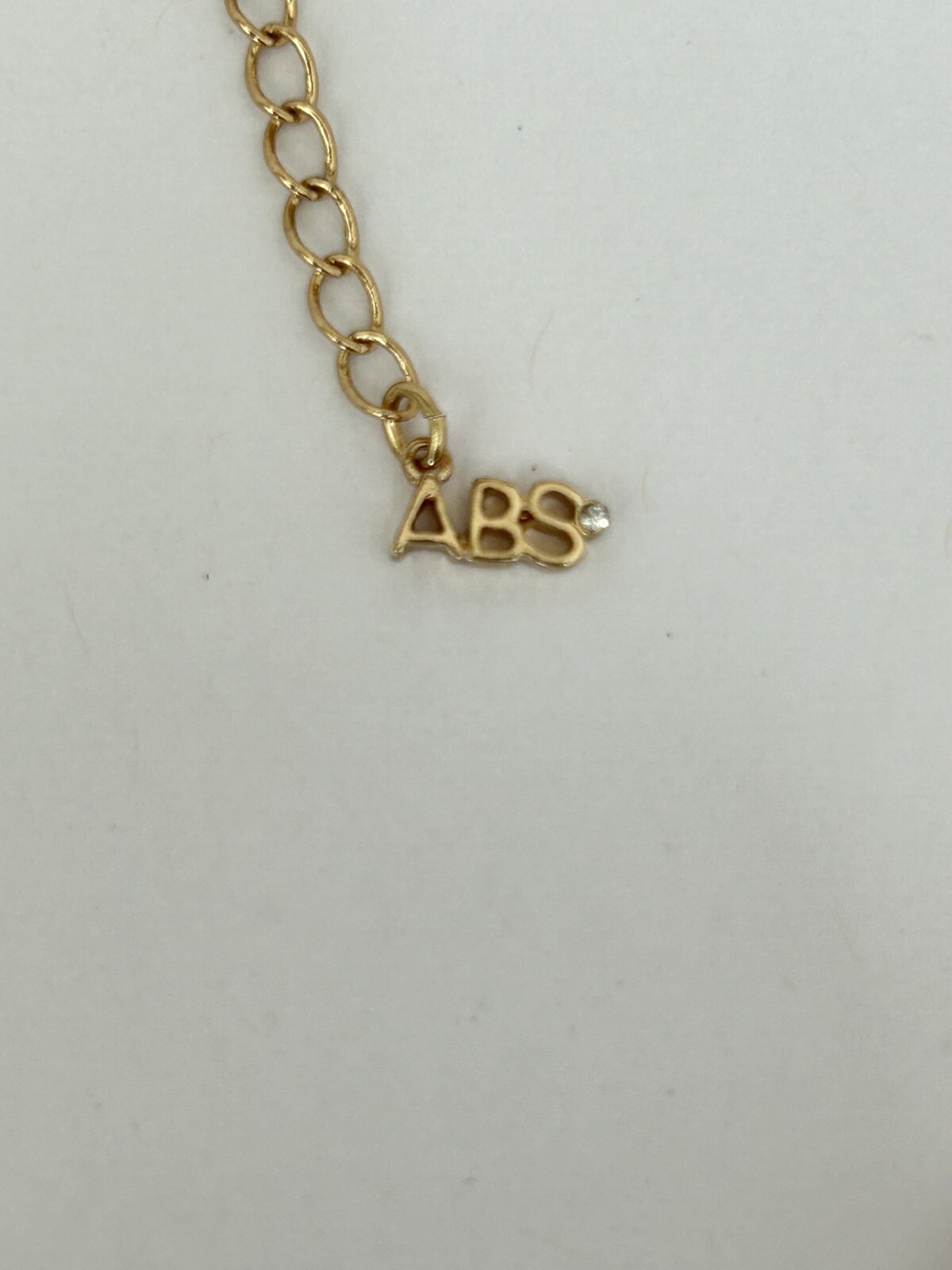 Signed ABS Allen Schwartz Gold Tone Chain Crystal Pendant Necklace B11