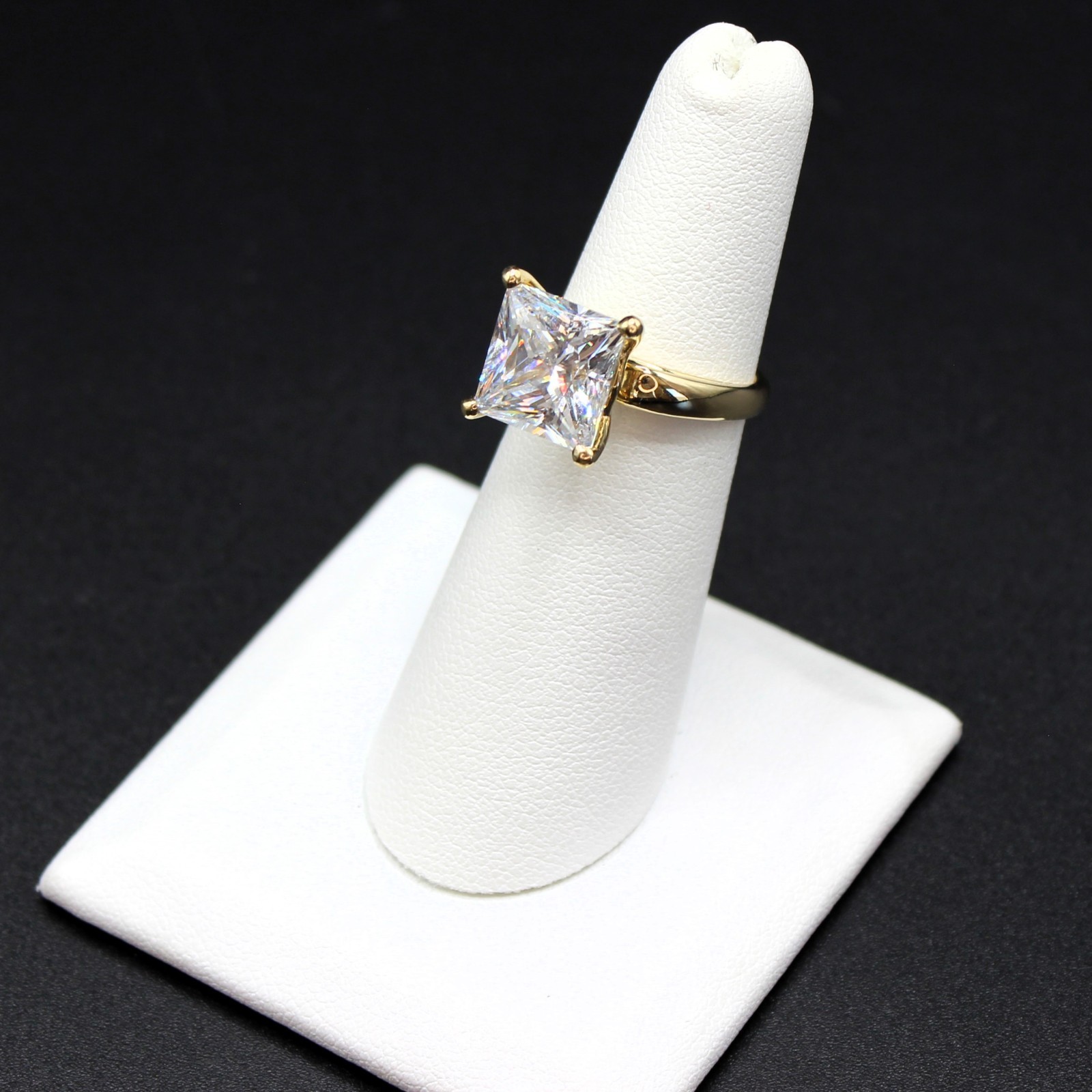 4 Carat Diamond Ring Engagement REAL 14k 6.80gm Man Made Wedding Vacation Size 5