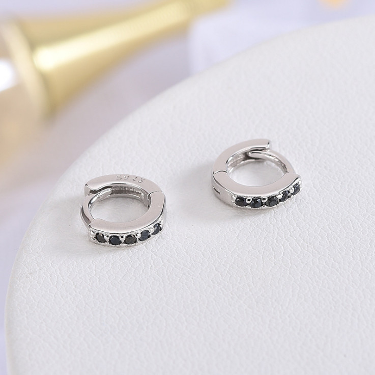 925 Sterling Silver Huggie Hoop CZ Earrings Children Toddler Girls Size 6mm C4