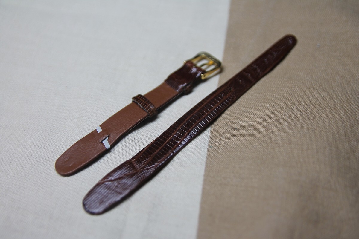 Vintage Brown Elongated Crocodile FIXED LOOPS STRAP