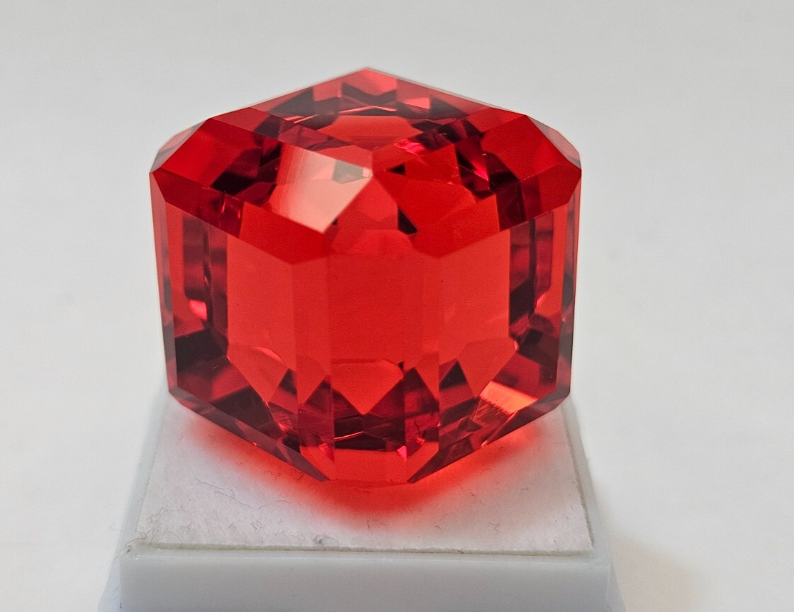 Cube Cut Natural 101.95 Ct Red Orange Mexican Fire Opal Loose Gemstone KH1112