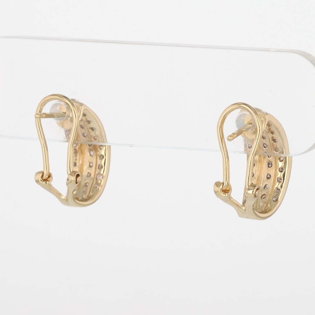 .50ctw Round Diamond Channel-Set Omega Back Hoop Pair Earrings 10k Yellow Gold