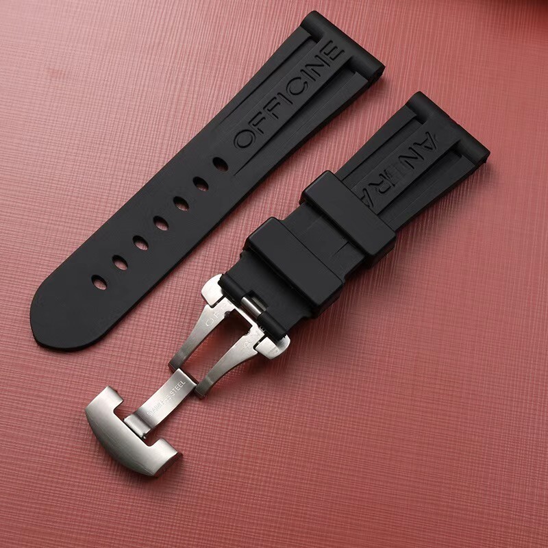 22 24 26mm Rubber Dive Strap Folding Clasp Fit Panerai Watch PAM441/359/437/393