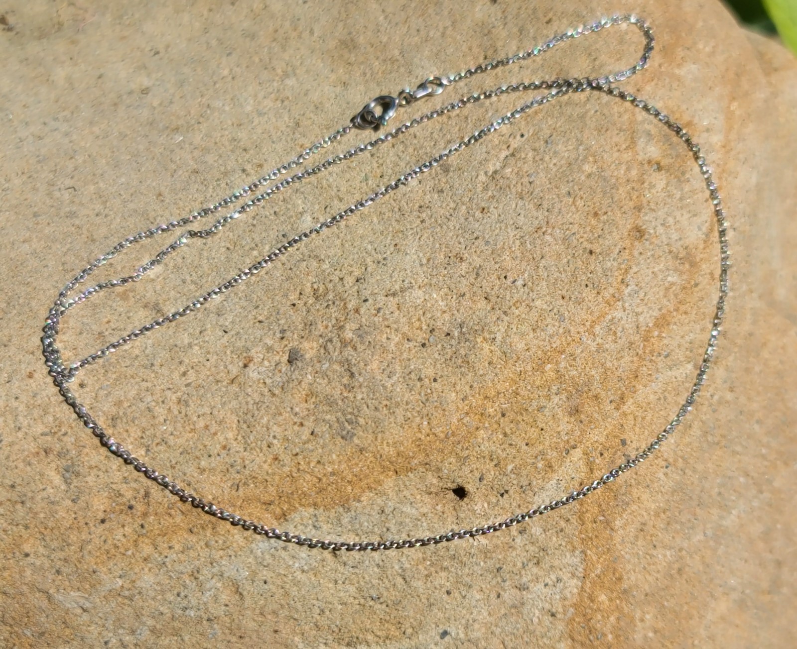 14k Solid White Gold Cable Chain Necklace 17.75″ Signed RCI 1mm Turkey 1.55grams
