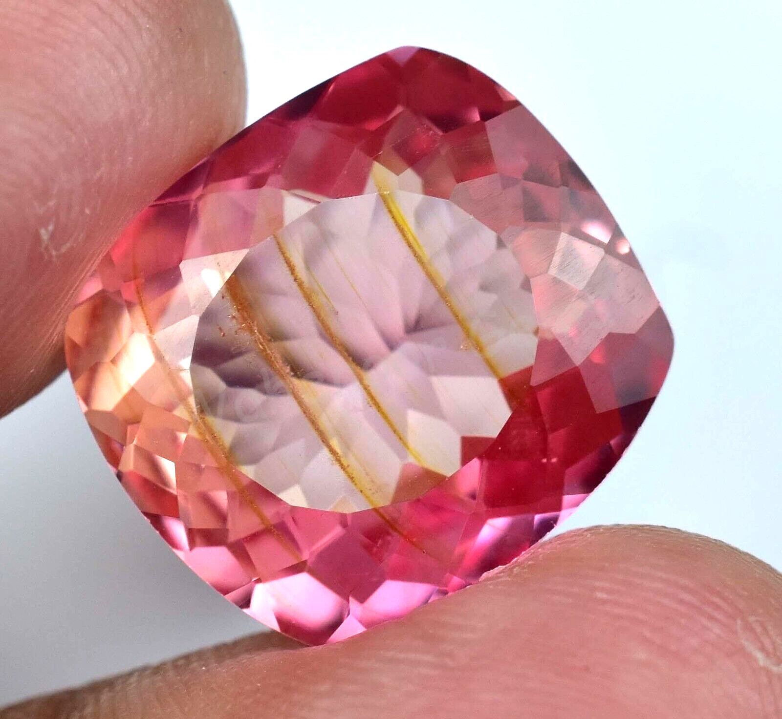 Natural imperial Topaz 21.25 Ct Cushion Stunning FLAWLESS AGL Certified Gemstone