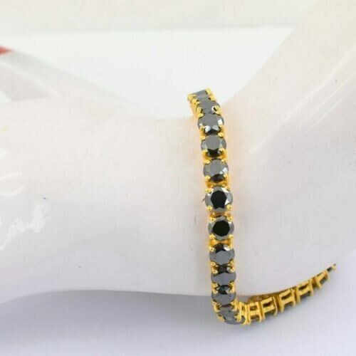 10Ct Round Cut Lab Created Diamond Tennis Bracelet 14K Yellow Gold Plated Sliver