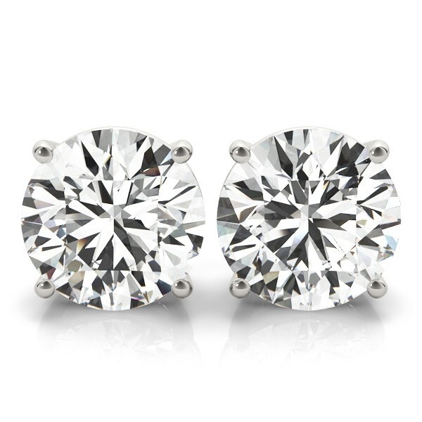 Stienhardt & Stones 1ct Round Lab Grown Diamond Stud Earrings – 14K White Gold