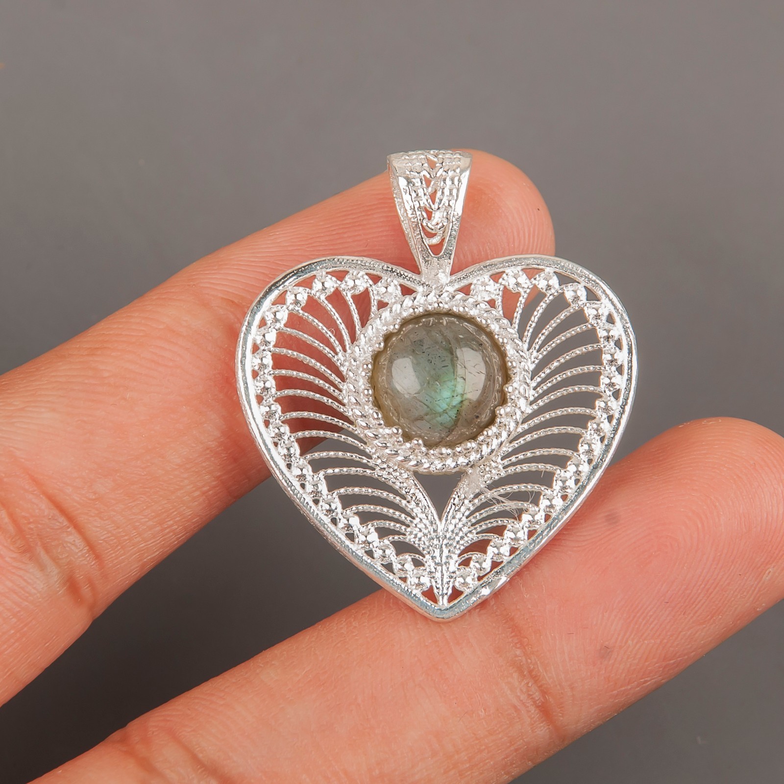 Labradorite Gemstone Jewelry 925 Silver Handmade Pendant 1.4″ For Birthday Gifts