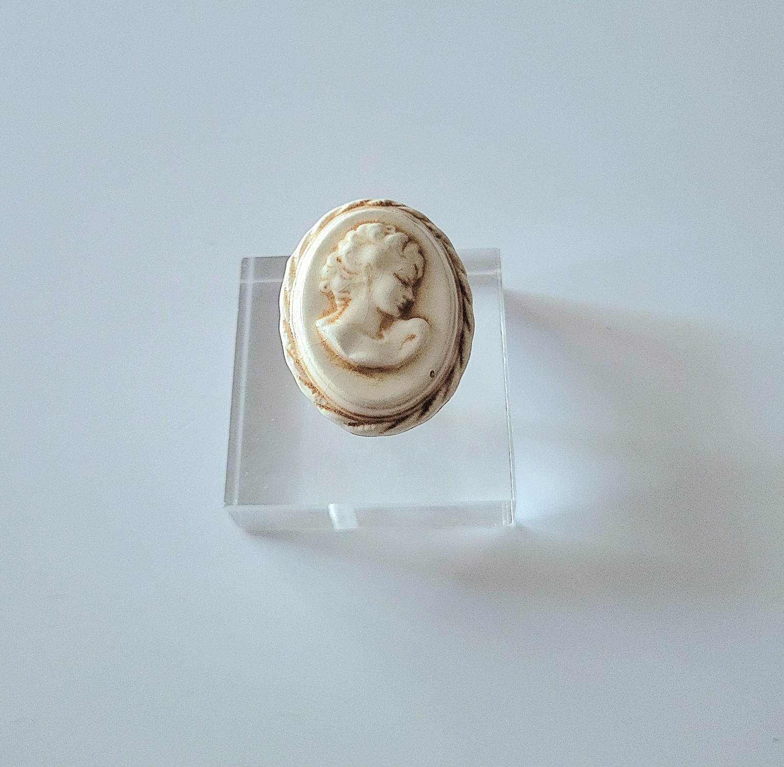Hand Painted Molded Porcelain Brooch silhouette Cameo Victorian Style Vtg