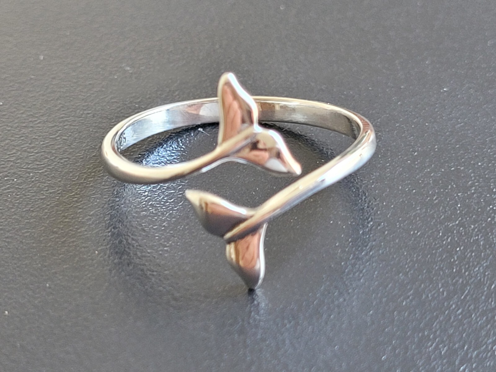 Sterling Silver Whale Tail Adjustable Ring – Silver Ocean Whale Tails Band Ring
