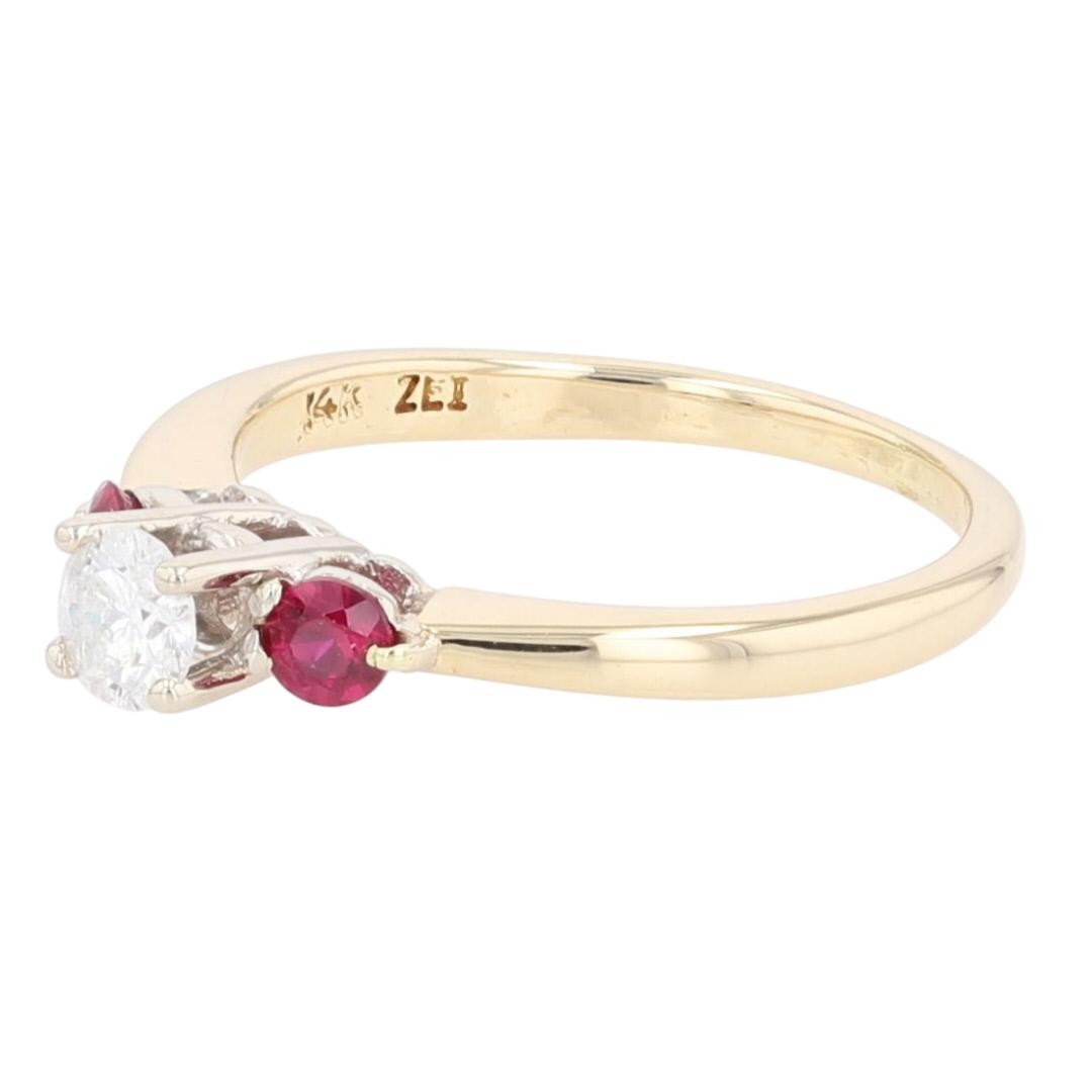 .50ctw Diamond and Lab-Created Ruby Engagement Ring 14k Yellow Gold Size 5.25