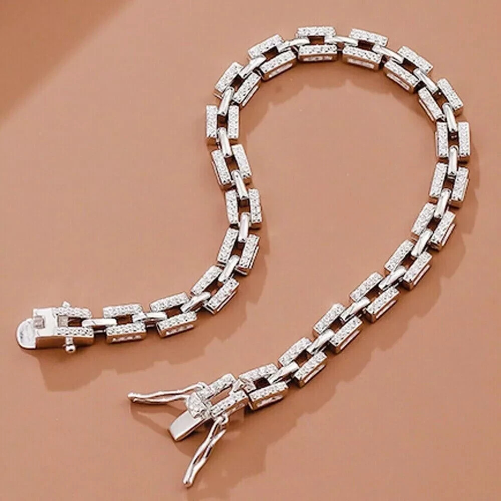 6CT Round Lab-Created Diamond 14K White Gold Plated Women’s Tennis Bracelet