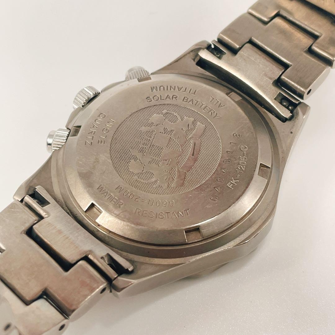 Elgin Solar Chronograph Titanium Silver Vintage Men’s Watch Japan 075828