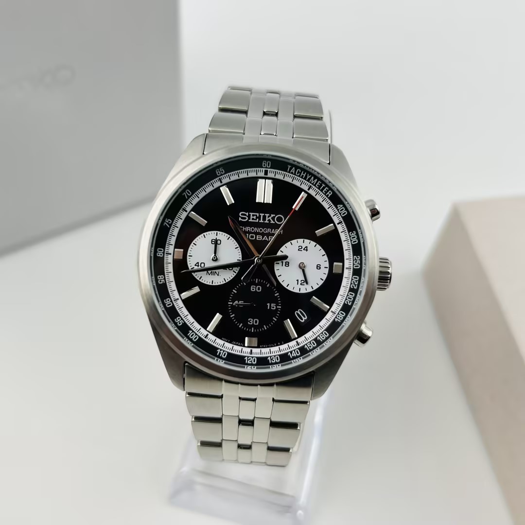 Seiko Essentials SSB429 Men’s Chronograph Quartz Watch Black Dial New/Box 41.5MM