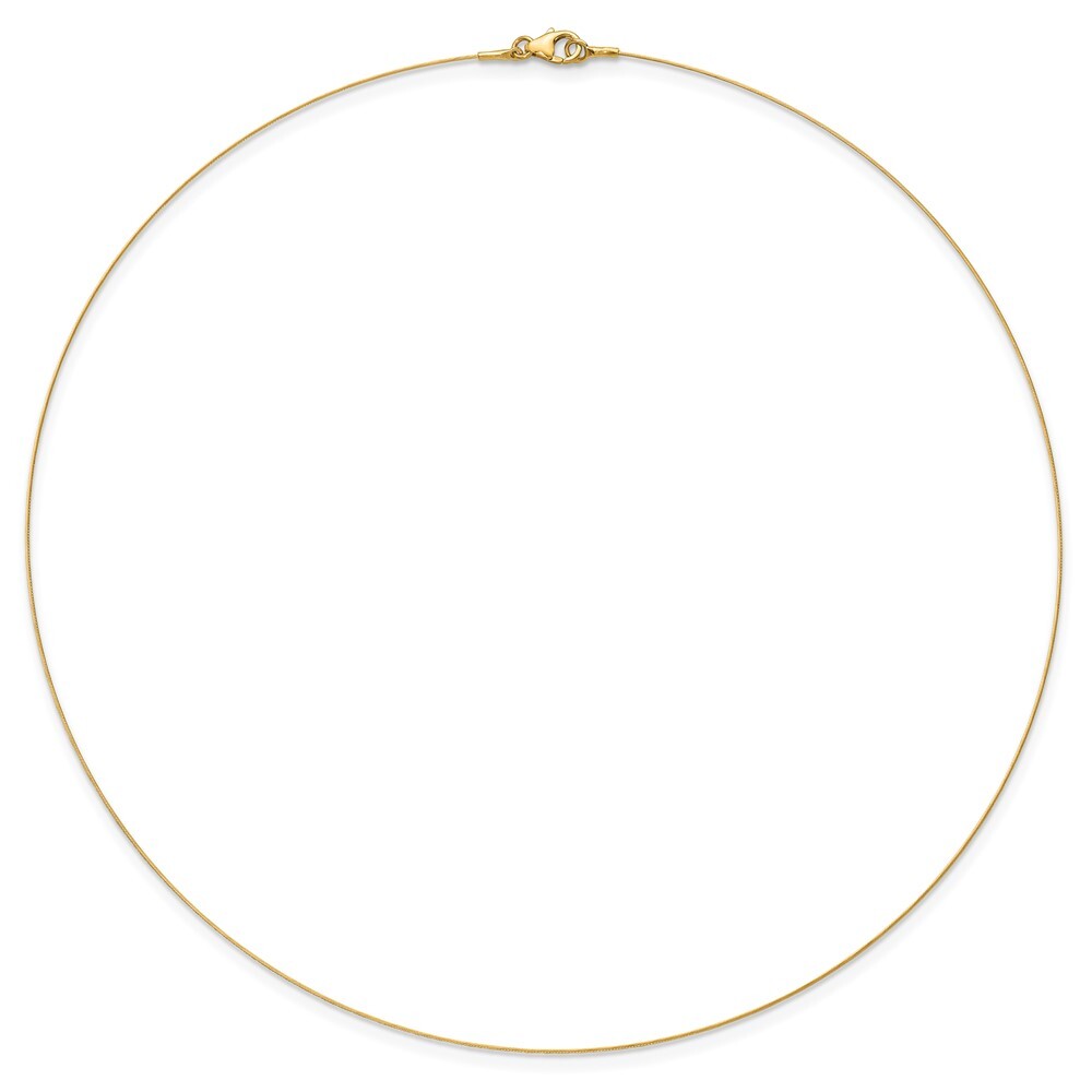 14k Yellow Gold 0.5mm Single Wire Necklace 16″ for Women 1.49gm
