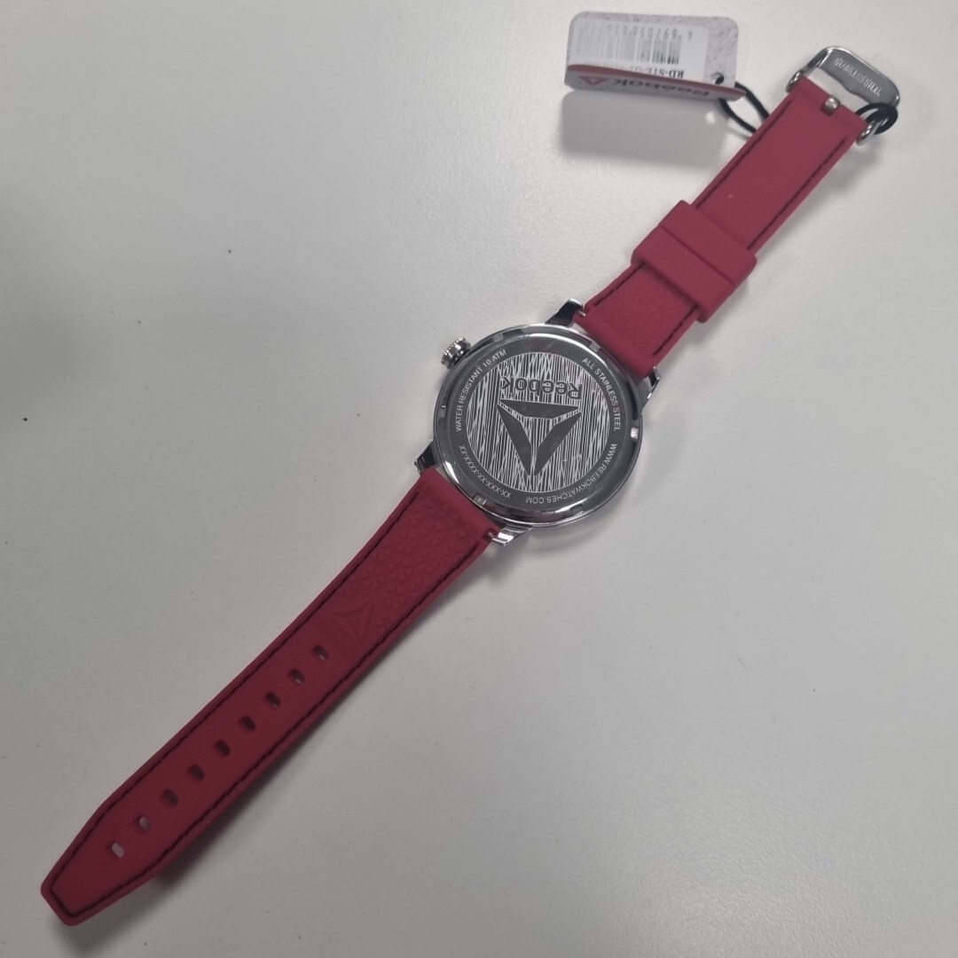 Reebok Stride Wristwatch 47mm Silver/Red Men’s Sport Watch RD-STE-G2-S1IR-BR New