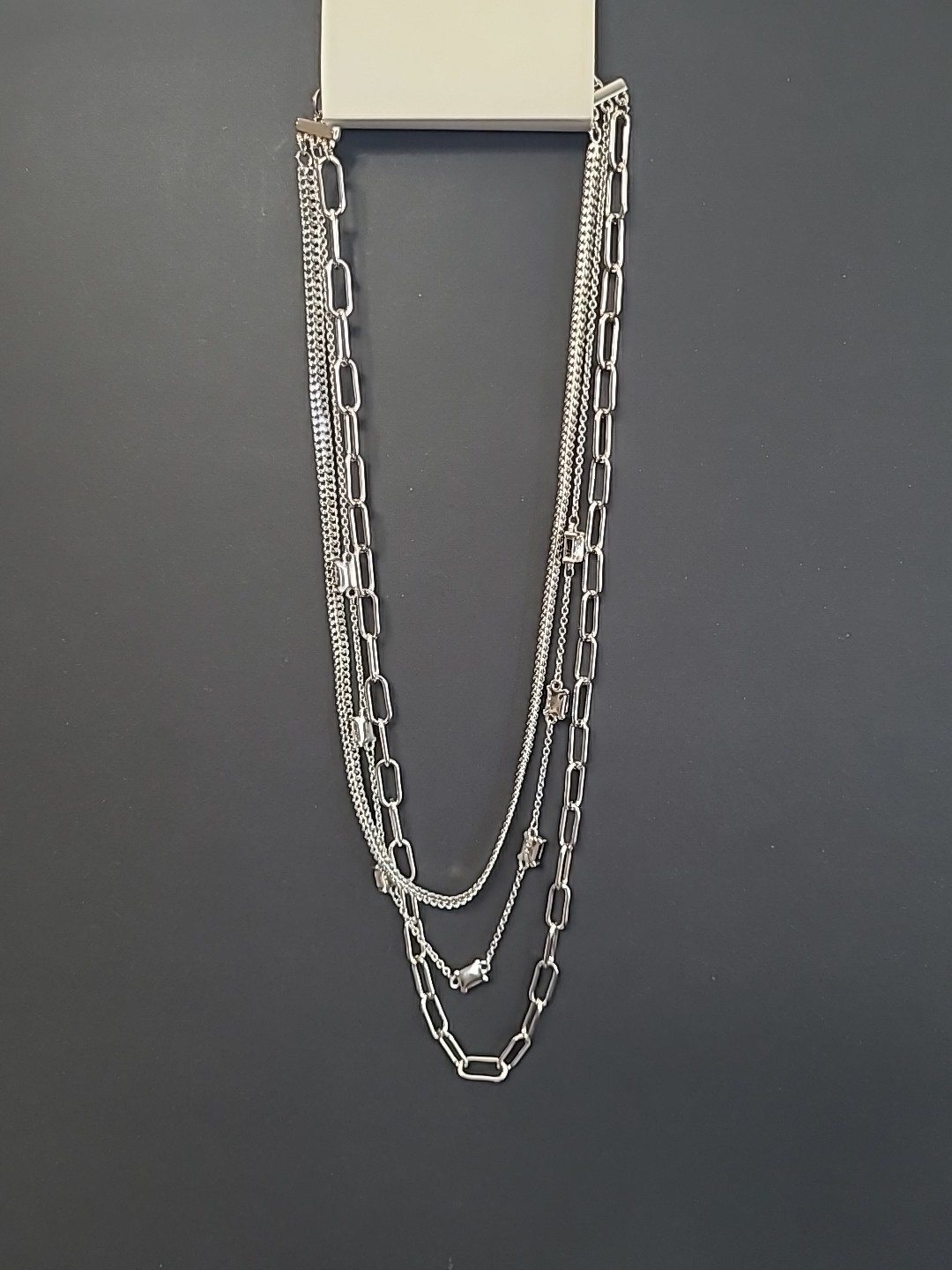 On 34th Crystal & Mixed Link Layered Collar Necklace, 16″ + 2″ extender GIFT 🎁