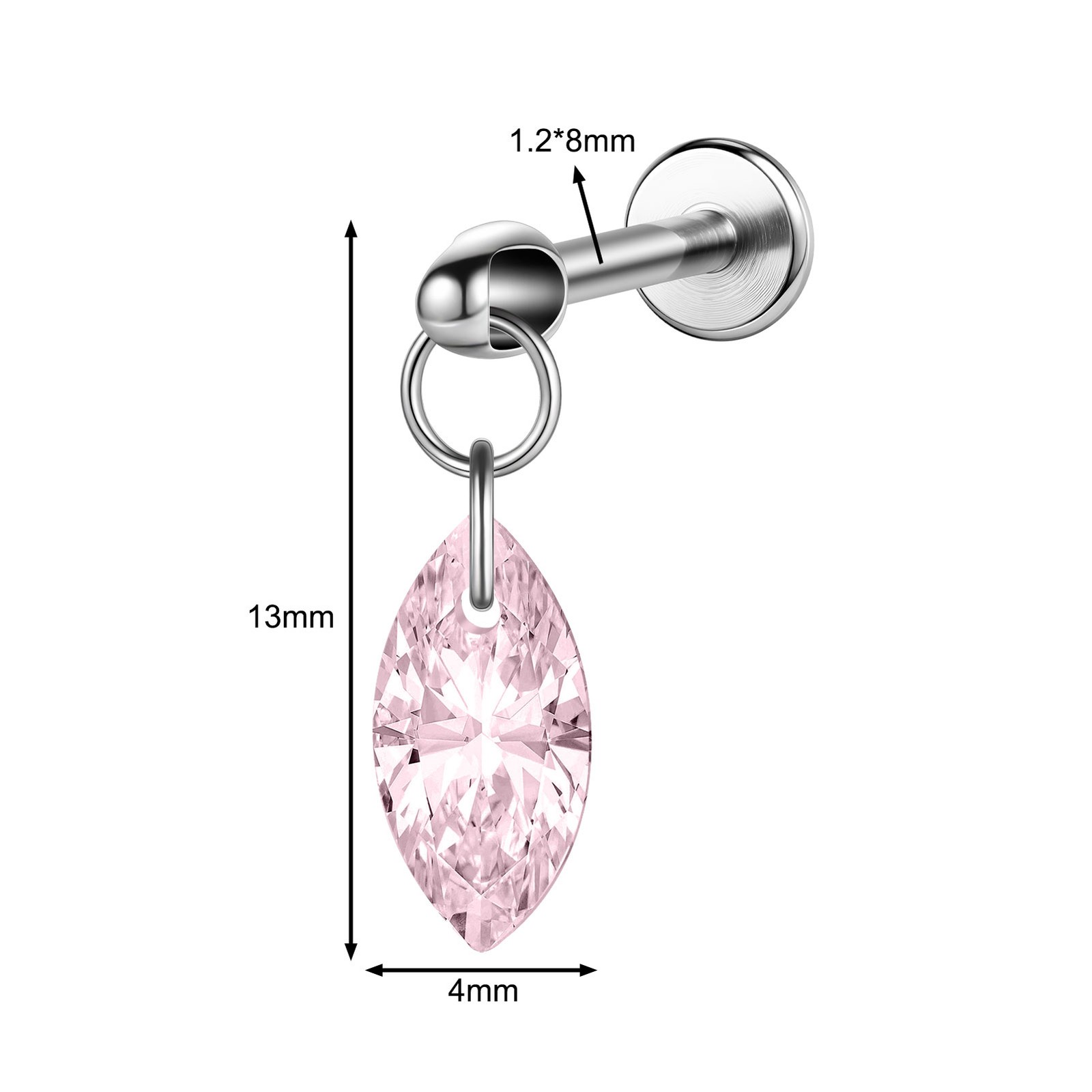 16g G23 Titanium Steel Dangle Labret Lip Stud Tragus Helix Piercing Jewelry