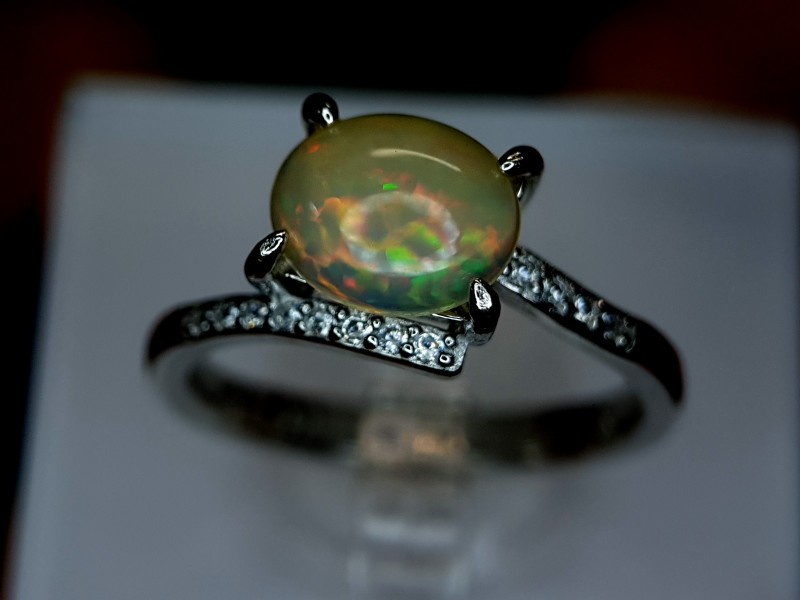 3.25Grams Natural Multi Fire Opal Silver Ring 925 Sterling Silver Ring Size 9